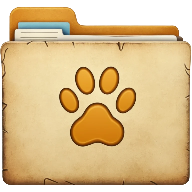 a folder of documents with a pawprint on it emoji