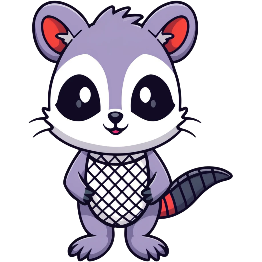 goth possum with fishnet gloves and black eyeliner emoji