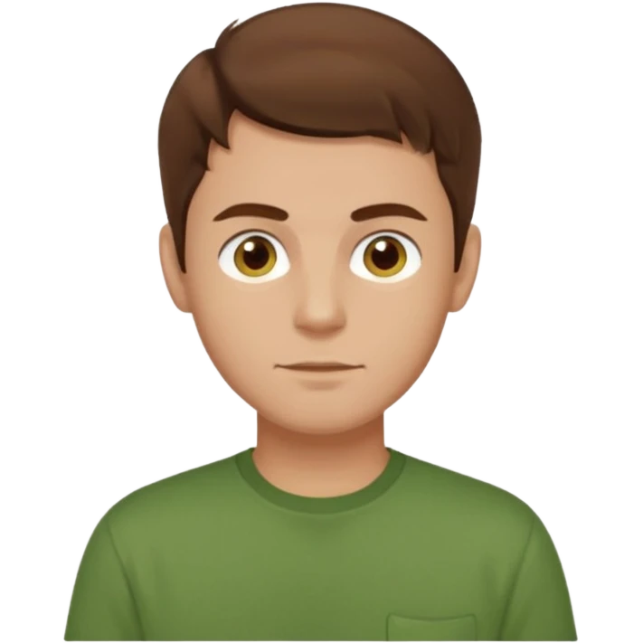 Dom Field brown hair, brown eyes, green shirt emoji