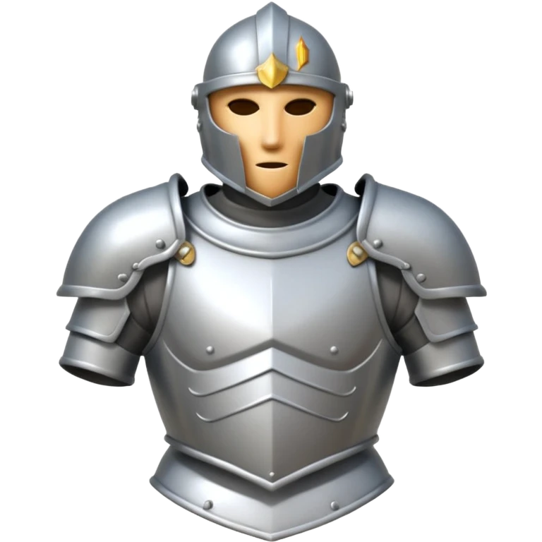 silver platebody armor torso, very light silver color, no gold parts, matching lighter silver medieval helmet style, emoji style emoji