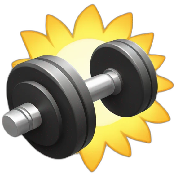 dumbbell-with-sun-behind emoji