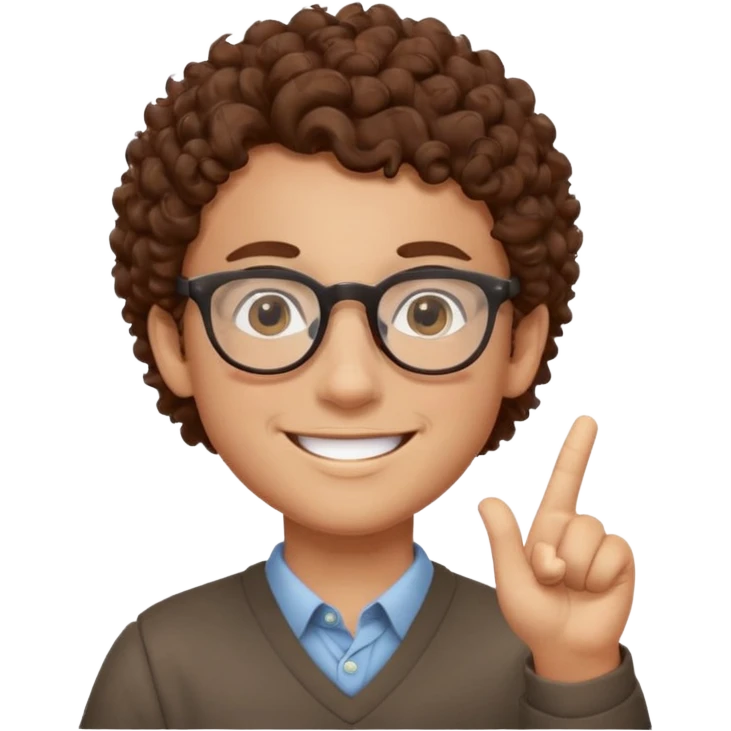 băiat cu ochelari și păr cârlionțat șaten aprobând emoji