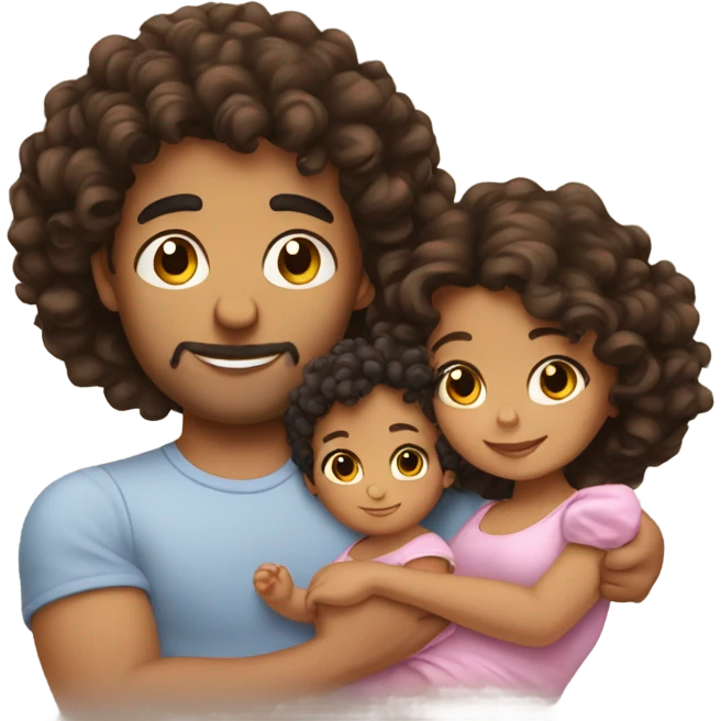 Curly hairs Hispanic couple with curly hair baby girl emoji