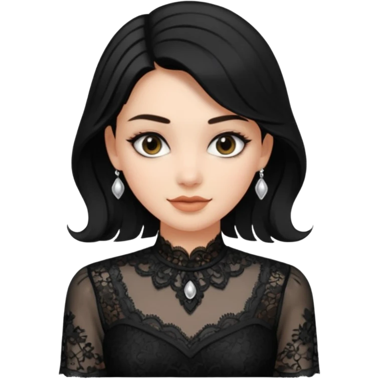 Realistic womens black sheer blouse, detailed dark black silvery lace
 emoji