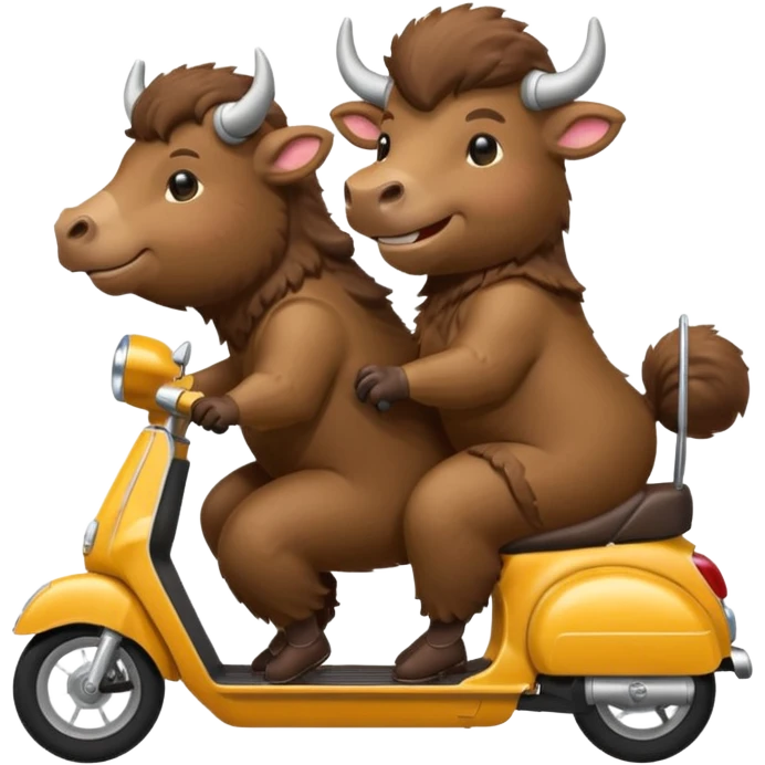Two bisons riding a scooter  emoji