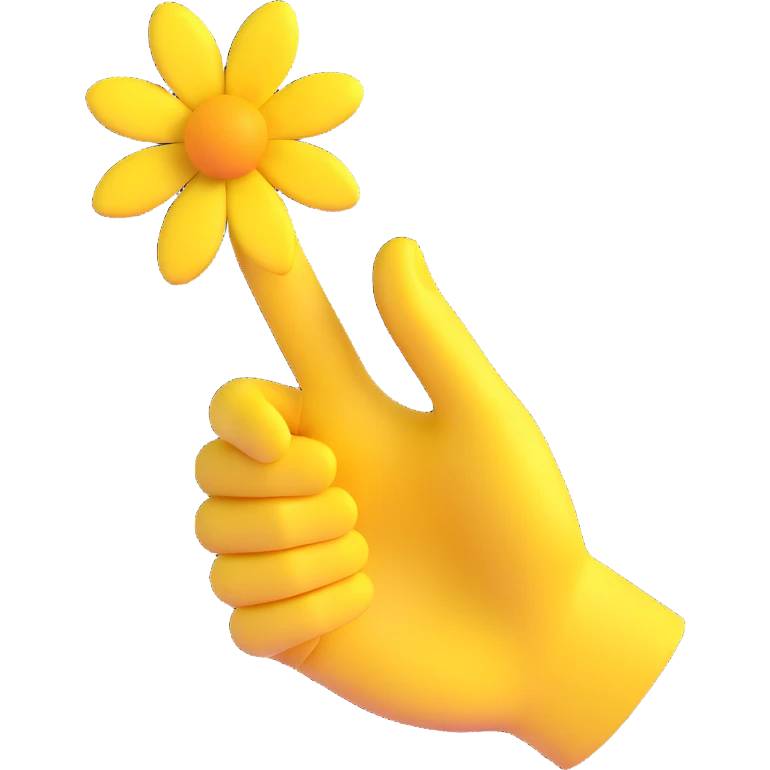 yellow hand making the 'OK' gesture with a small flower on the wrist, 3D emoji style emoji
