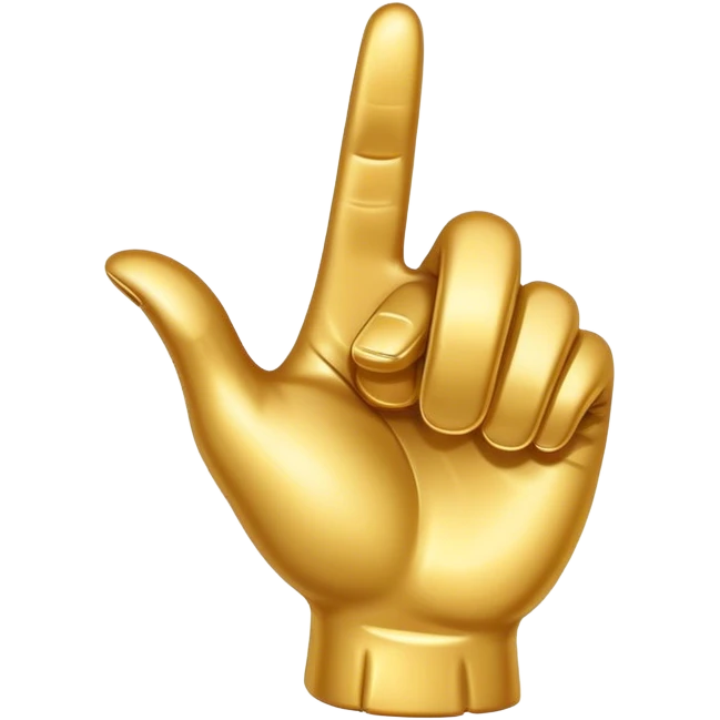 Golden cartoon hand pointing emoji