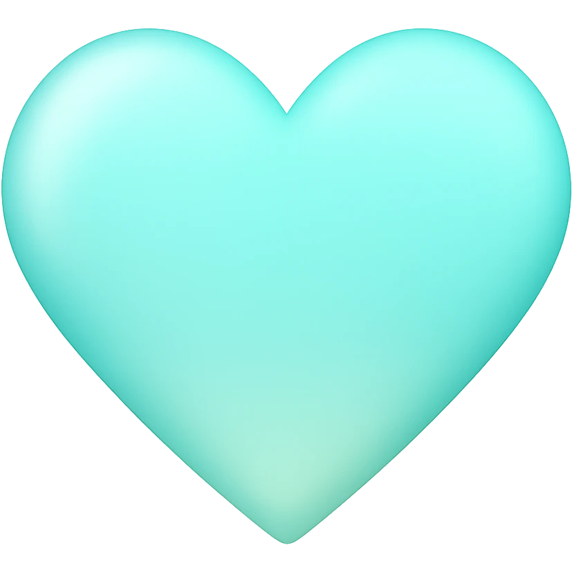 heart with a soft aqua gradient, digital illustration, no background emoji