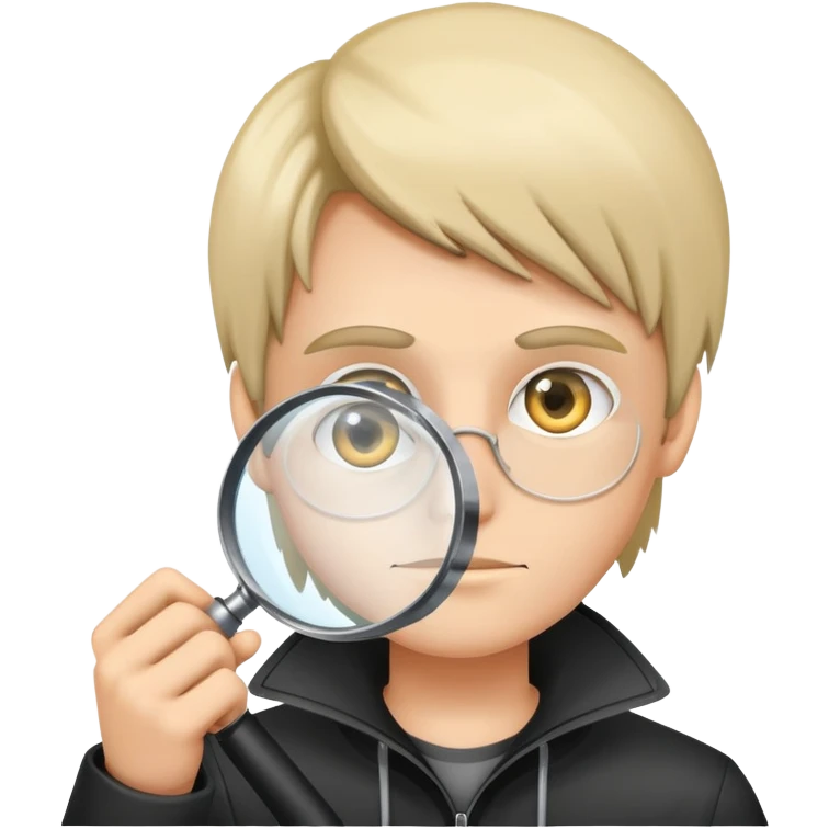 hacker with magnifying glass collecting information emoji