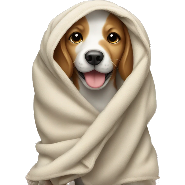 Cute dog with blanket  emoji