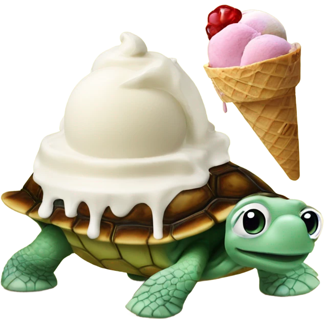 Scoop of ice cream on a turtle emoji