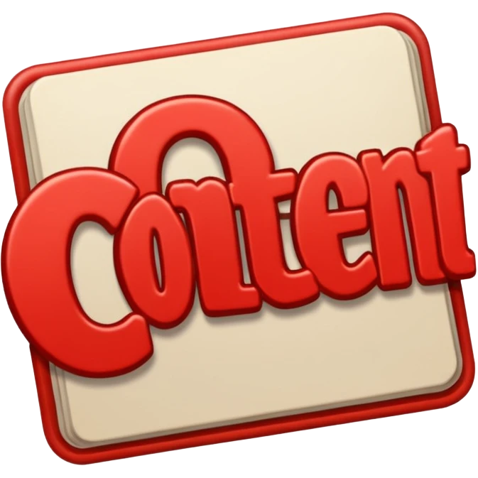 Edit the image to change the text to 'CONTENT' in a red font, keeping the standalone icon in retro stickers style. Maintain the retro sticker style but emphasize the word 'CONTENT'. emoji