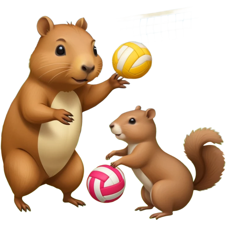 Capybara playing volleyball with squirrel   emoji