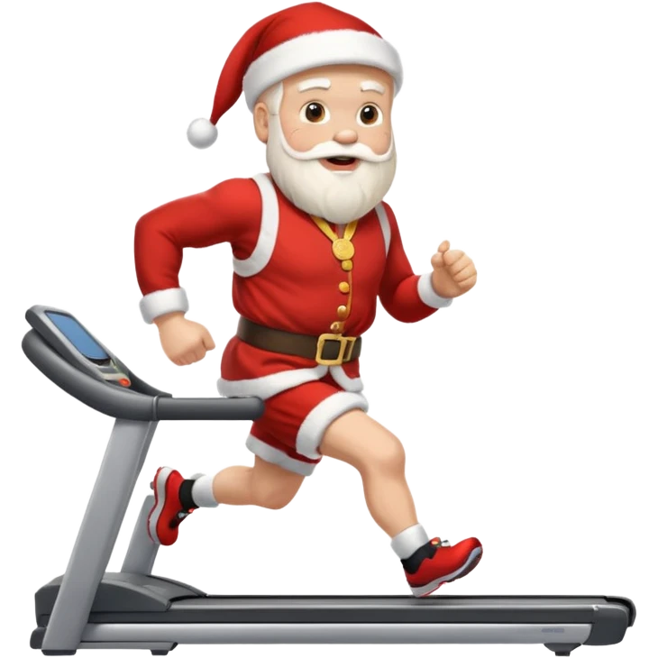 A Norwegian Santa running on a treadmill, wearing a gold medal round his neck emoji