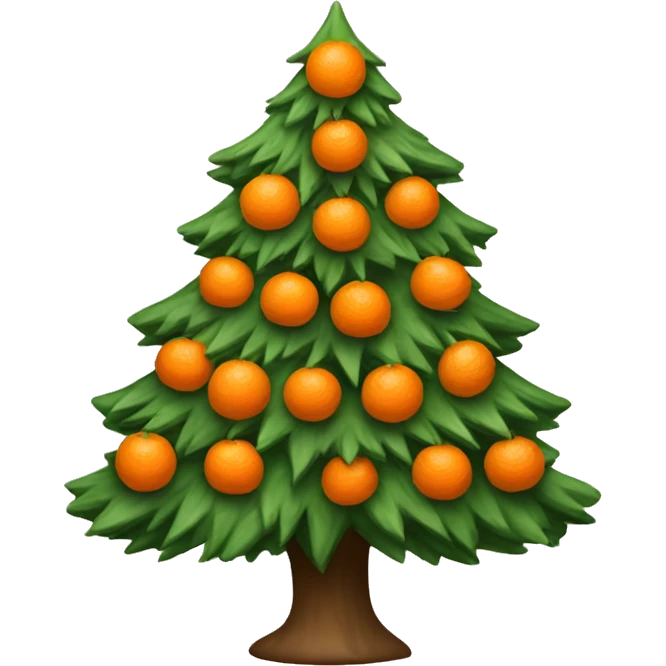 a Christmas tree decorated with tangerines emoji