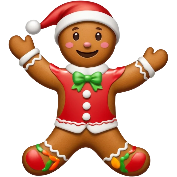 gingerbread man saying happy new year emoji