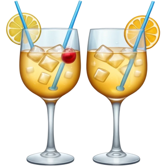 two cocktail cheers each other, without fruit, without tube emoji