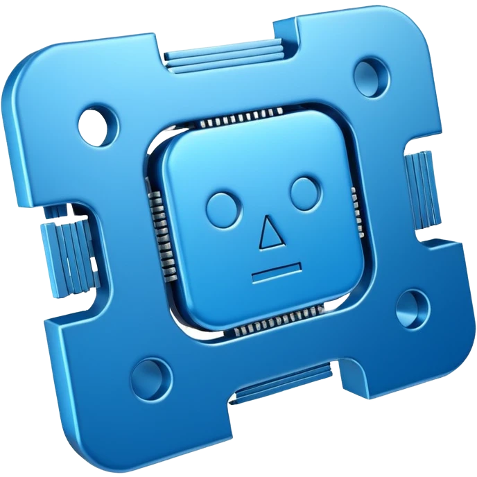 3D blue style icon representing artificial intelligence, stylized digital circuit patterns, futuristic and clean, no text/letters/acronyms. No background. emoji
