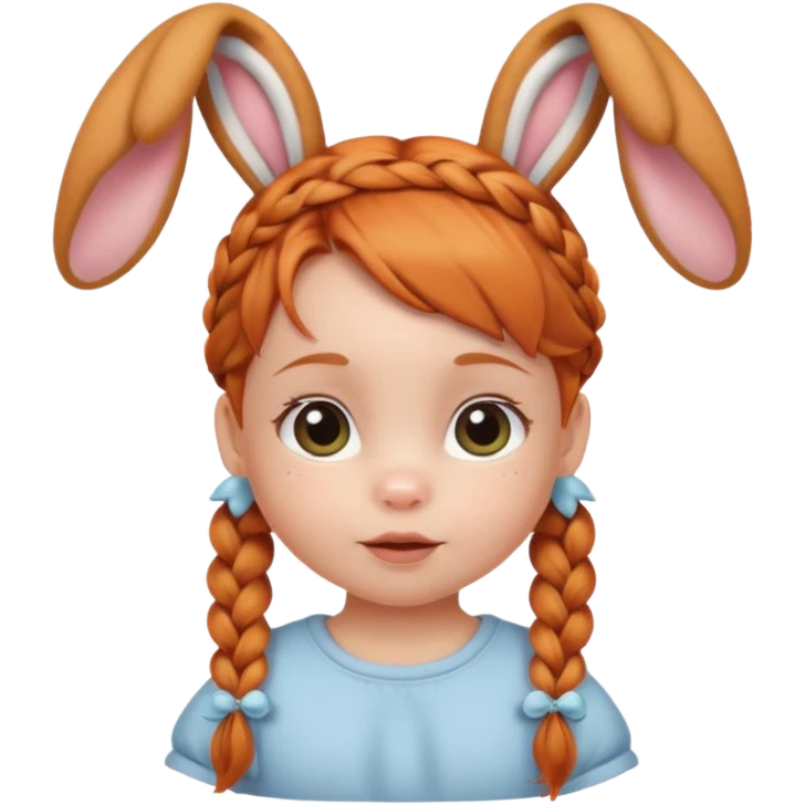 bunny ear accessory wearing baby ginger braided hair emoji