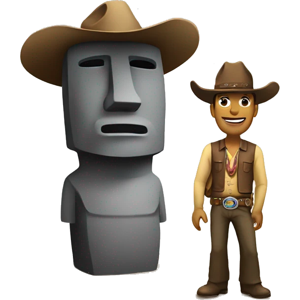 Moai with cowboy ha emoji