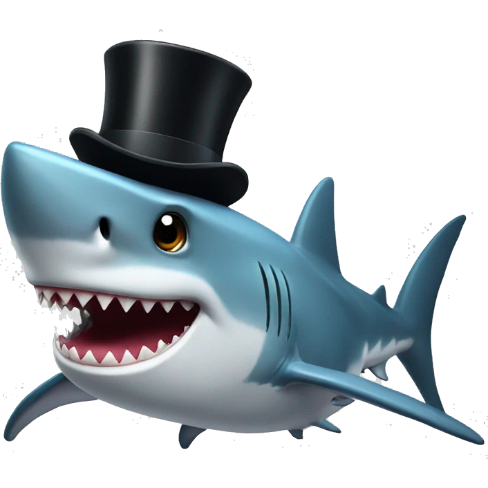 Shark with a top hat emoji