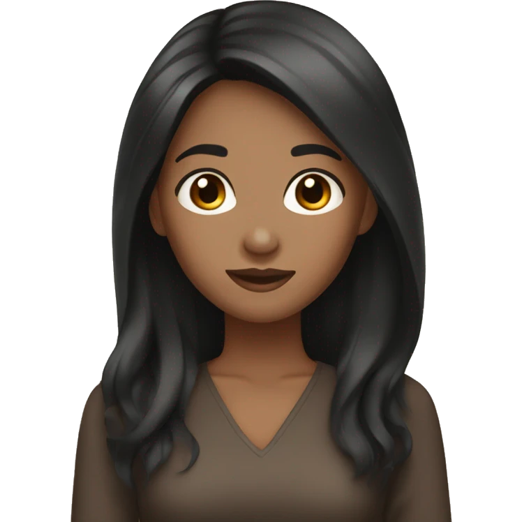 2 black women, dark hair, brown eyes, 1 asian woman, long brown hair, brown eyes emoji