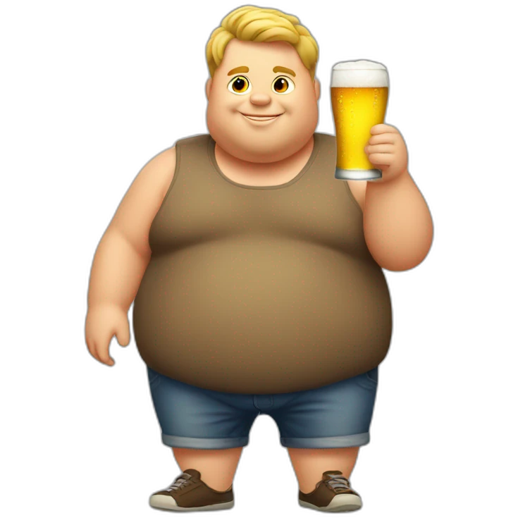 Fat boy drink beer emoji
