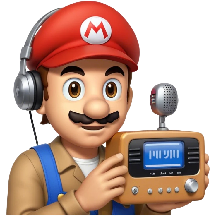 super mario che ascolta la radio emoji