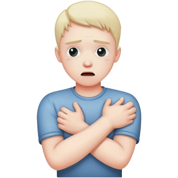 Person choking themselves crossed arms emoji