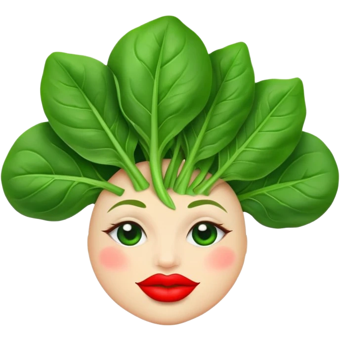 Spinach with red lips emoji