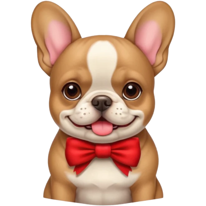 Make an emoji of a French bulldog and add a bow. emoji