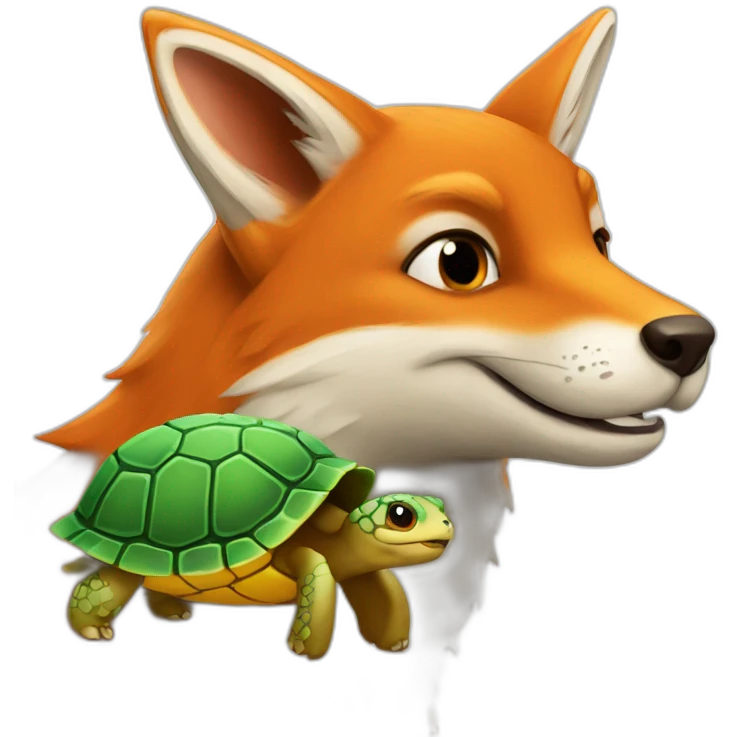 Renard avec tortue emoji