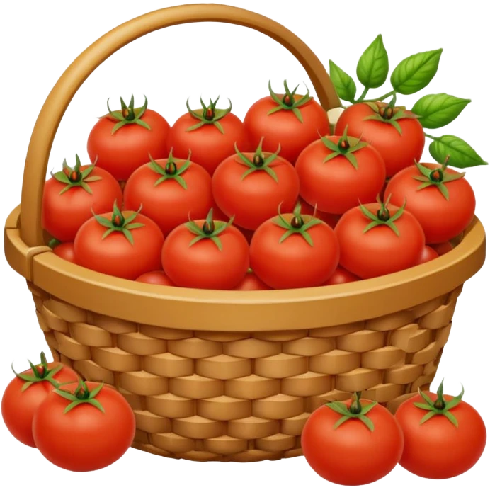 tomato and other fruits in basket and less fruits  emoji