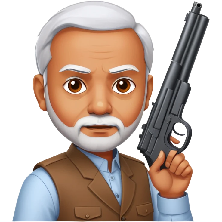Modi ji with gun up fire emoji