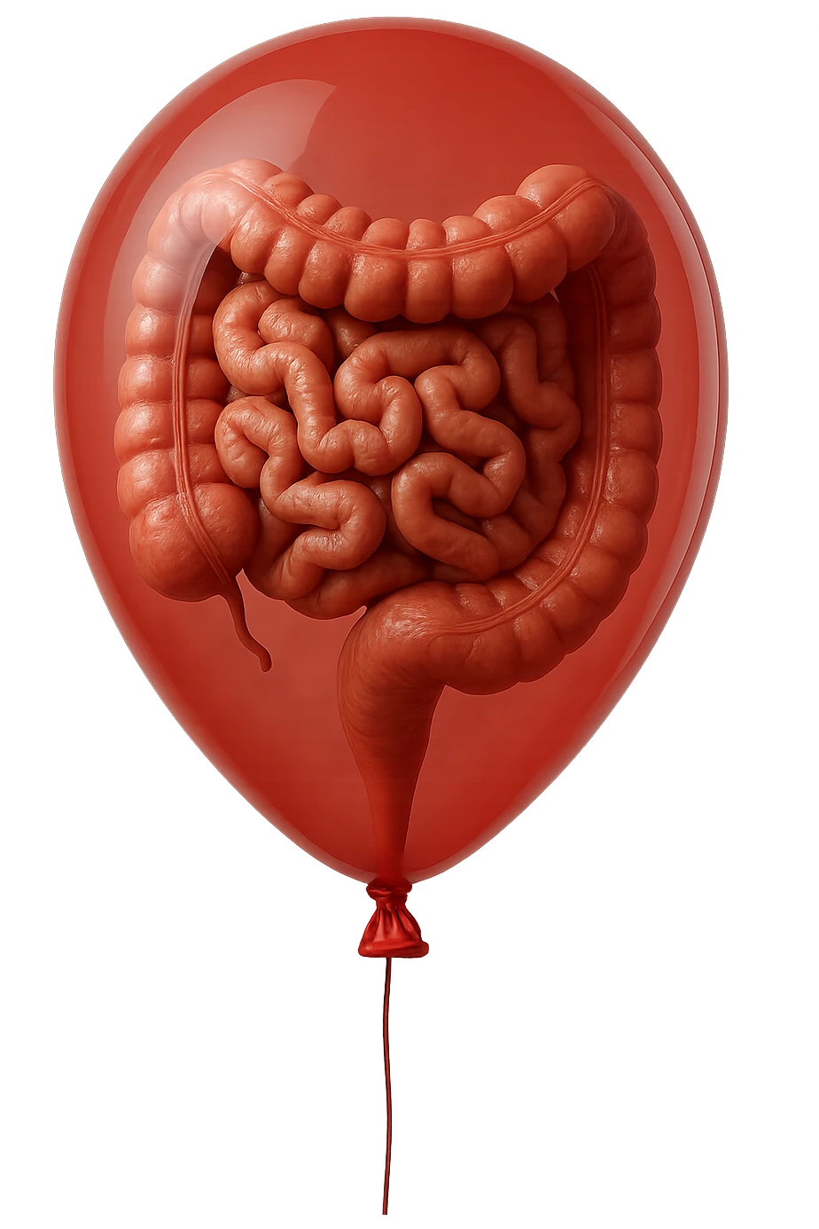INTESTINO UMANO ANATOMICO REALISTICO CHIUSO IN UN PALLONCINO ROSSO, IPERREALISTICO 4K emoji