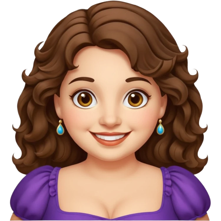 30 yr old italian woman, chubby, brown wavy hair, big brown eyes, huge smile, fancy dress, no bangs emoji