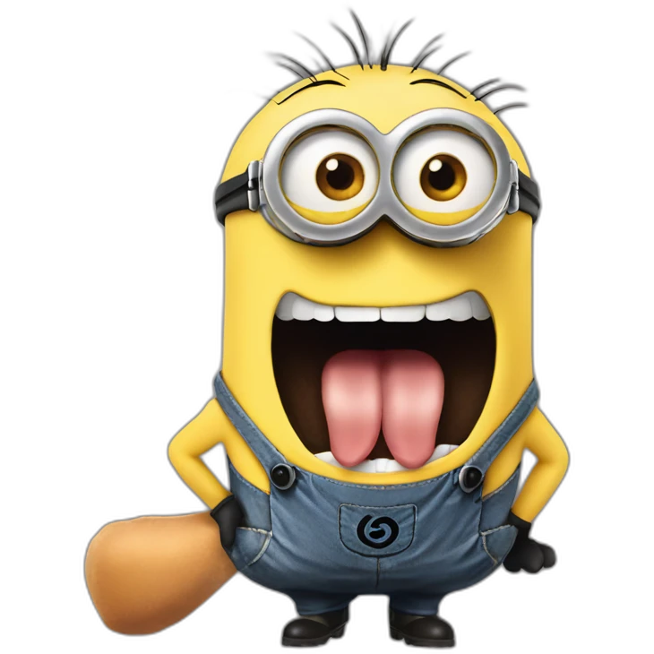 A minion sticking out his tongue emoji