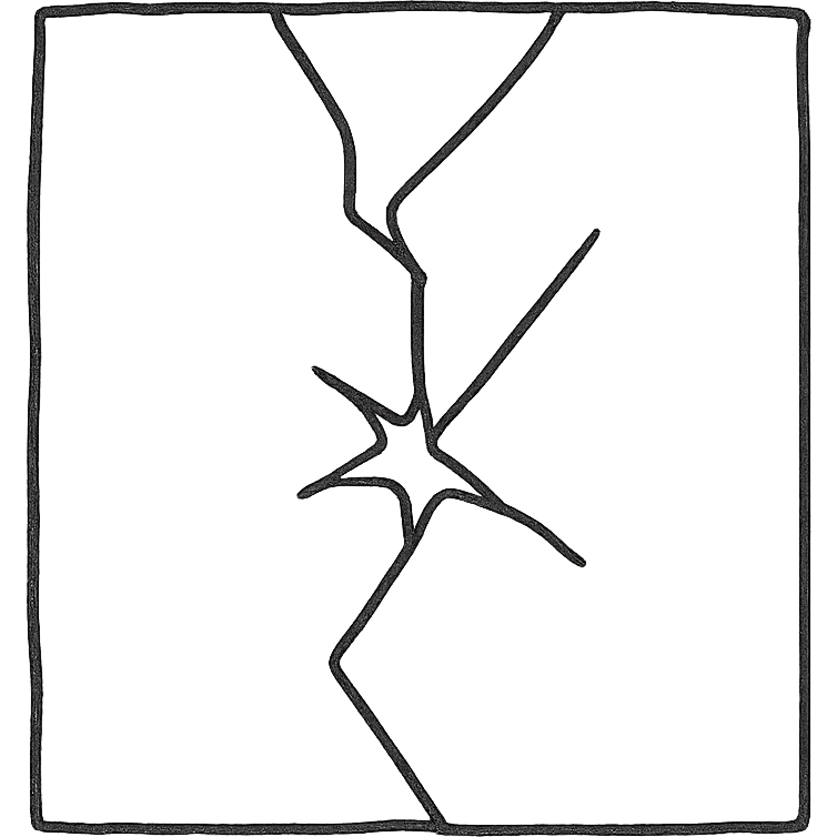 hand-drawn outlined broken glass icon emoji