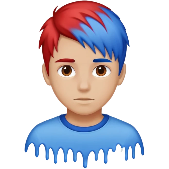 red and blue split dye haired boy emoji