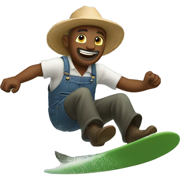 Farmer surfing in the sky emoji