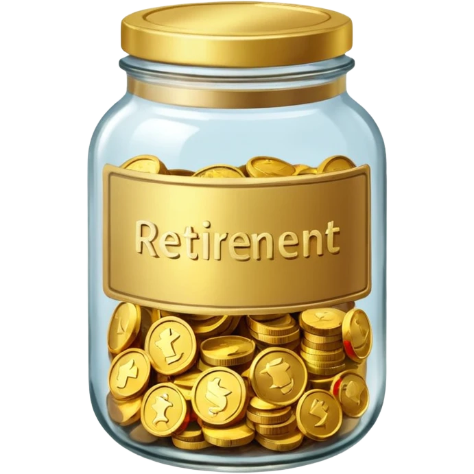 jar with money and label on the jar that says RETIREMENT emoji