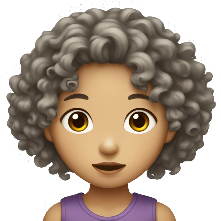 Malnourished Vietnamese girl with curly hair emoji
