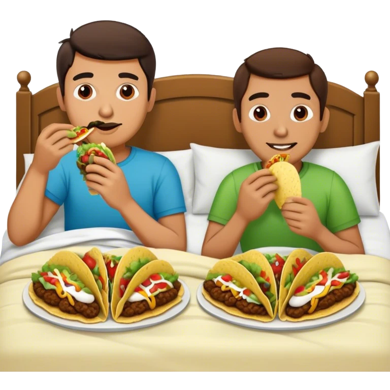 Two men Eating Tacos in a bed emoji