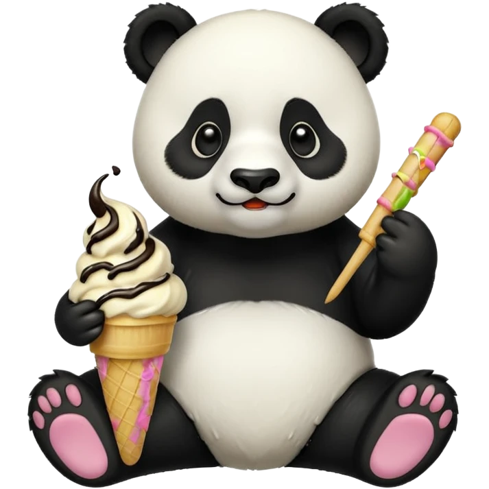 Panda eating ice cream emoji