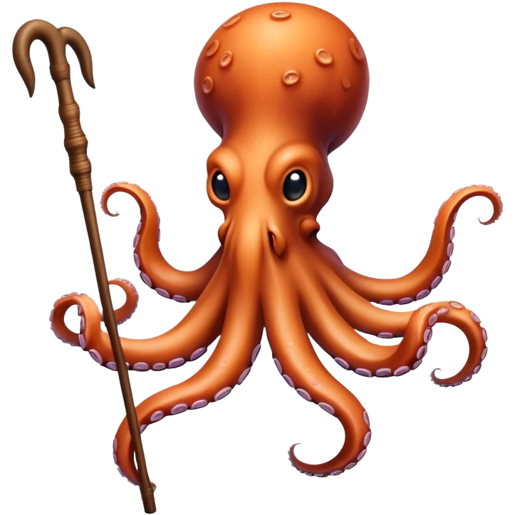 Octopus with a walking stick on each tentacle emoji