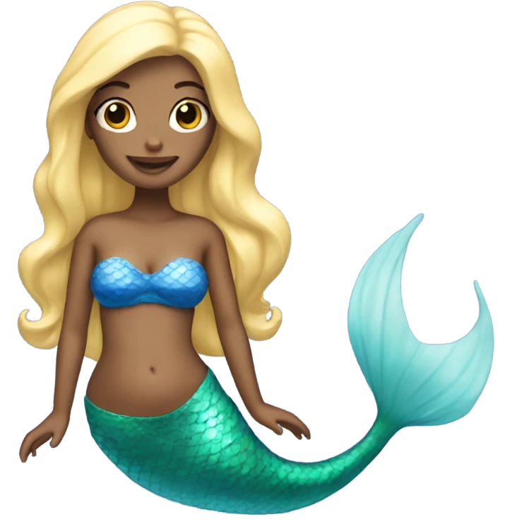blonde mermaid with blue tail emoji