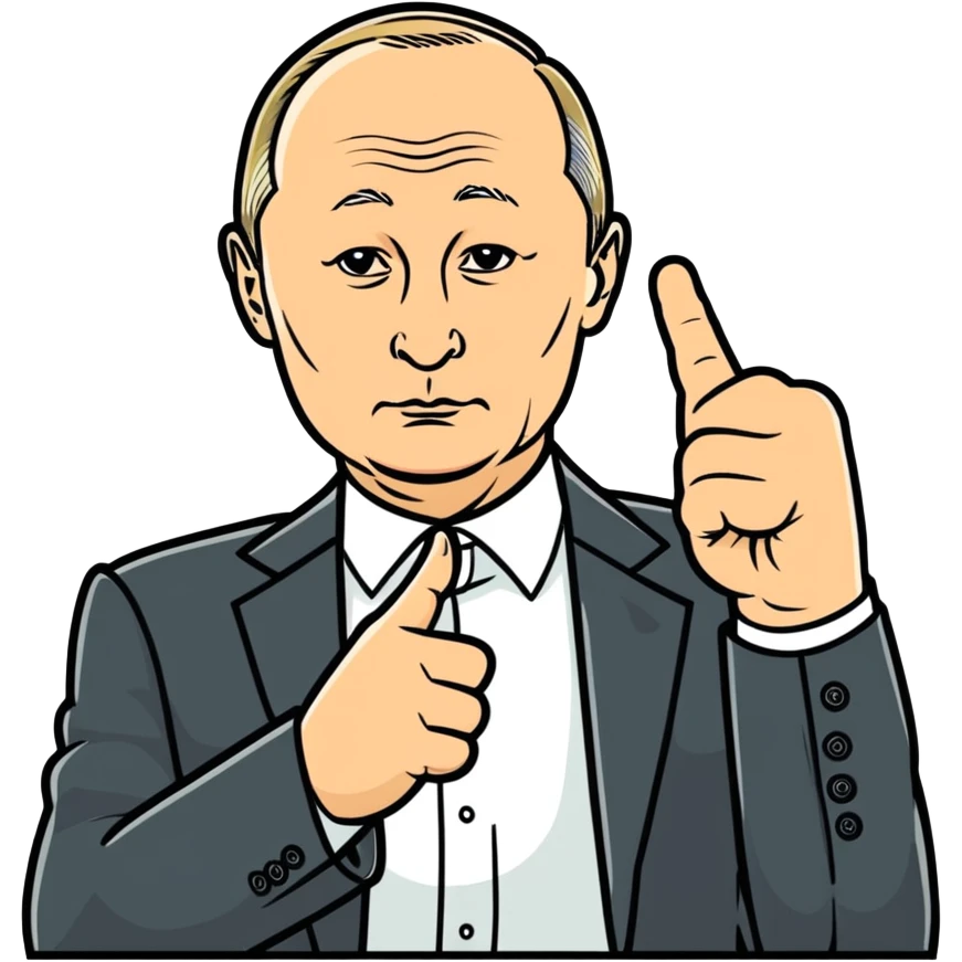 Putin giving the middle-finger fuck you emoji