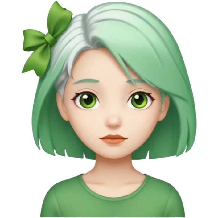girl with white  green hair clip emoji