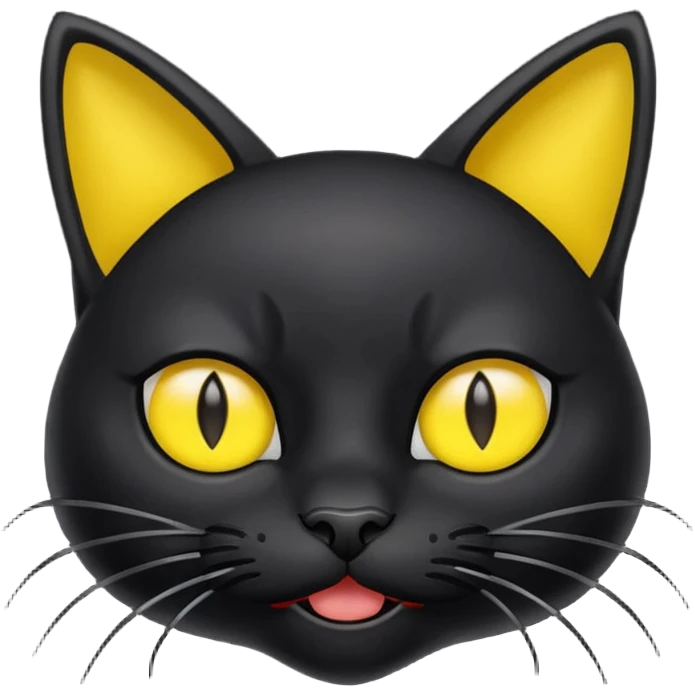 Black cat with yellow ears mad emoji