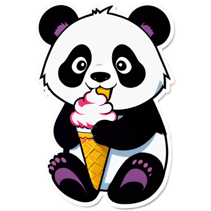 Panda eating ice cream emoji